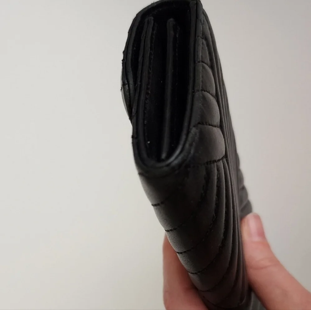 Chanel Black Quilted Leather Wallet Clutch